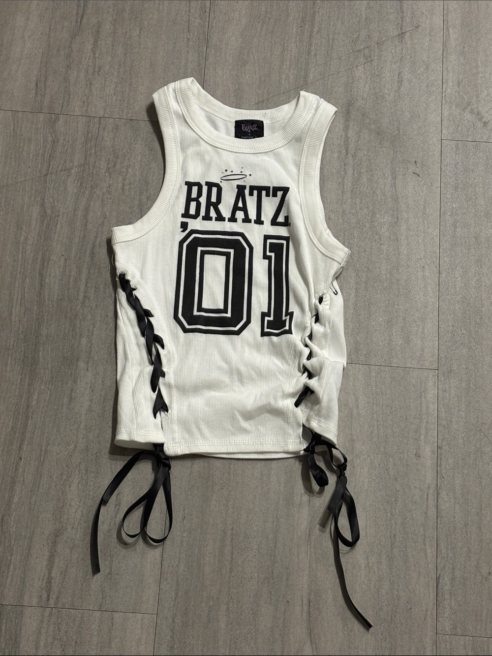 Bratz White '01 Lace-Up Crop Tank
